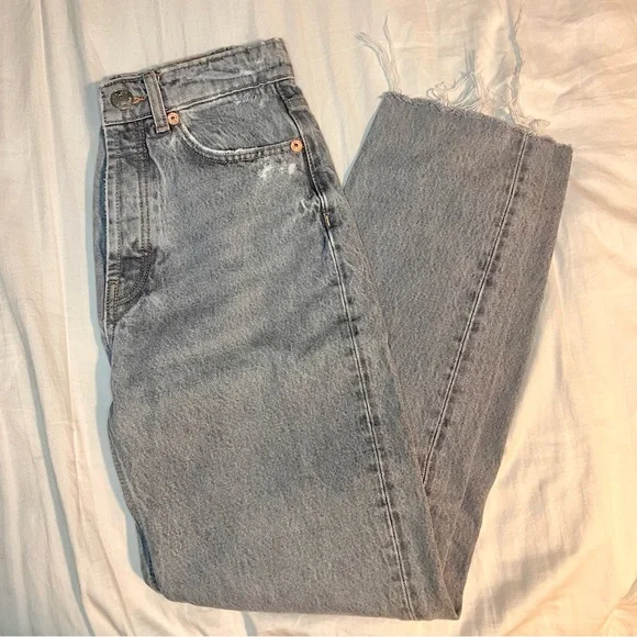 ZARA GREY JEANS HIGH WAISTED - Picture 1 of 5